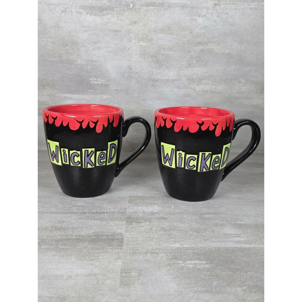 2 Wicked Hand Painted Halloween Mugs Cups By Lorrie Veasey Our Name is Mud